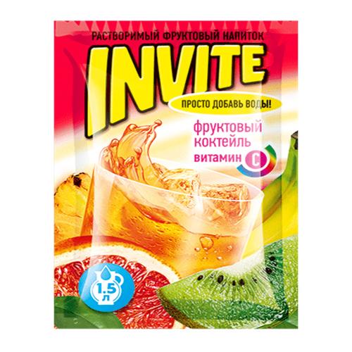 Напиток растворимый Invite Фруктовый коктейль 9 гр, 24 шт/уп