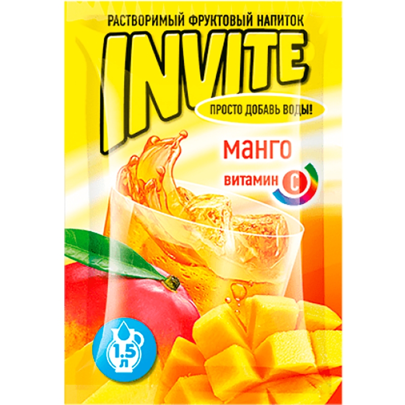 Напиток растворимый Invite Манго 9 гр, 24 шт/уп