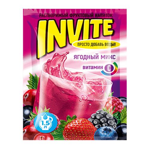 Напиток растворимый Invite Ягодный микс 9 гр, 24 шт/уп