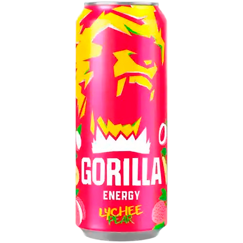 Энергетический напиток Gorilla Lychee, Pear, Горилла Личи, Груша 0.5л, банка