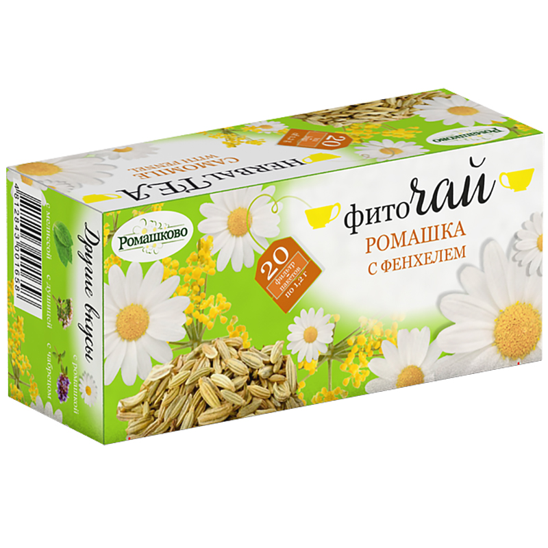 Чай травяной фиточай «Ромашково» Ромашка, Фенхель 24г. коробка