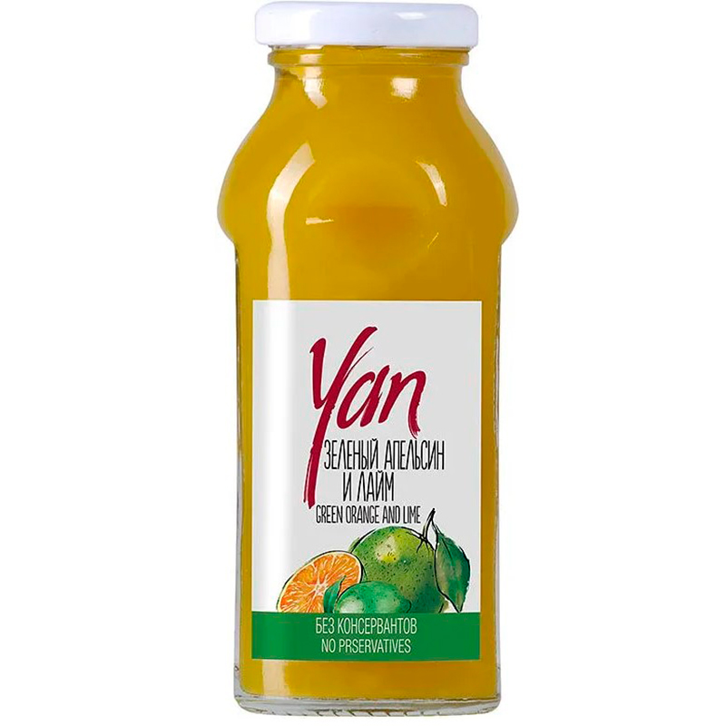Нектар «Yan», Ян Зеленый Апельсин, Лайм 0.25л, стекло