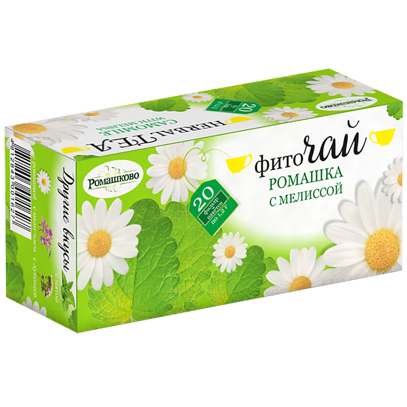 Чай травяной фиточай «Ромашково» Ромашка, Мелисса 24г. коробка