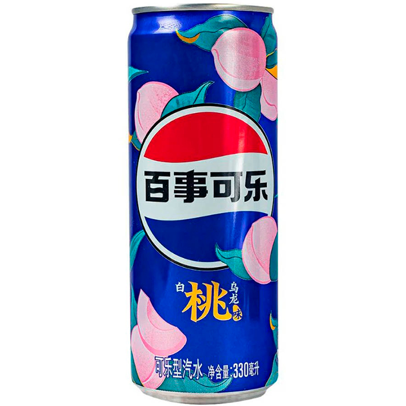 Газированный напиток «Pepsi» White Peach Oolong, Пепси Кола Персик, Улун 0.33л, банка (Китай)