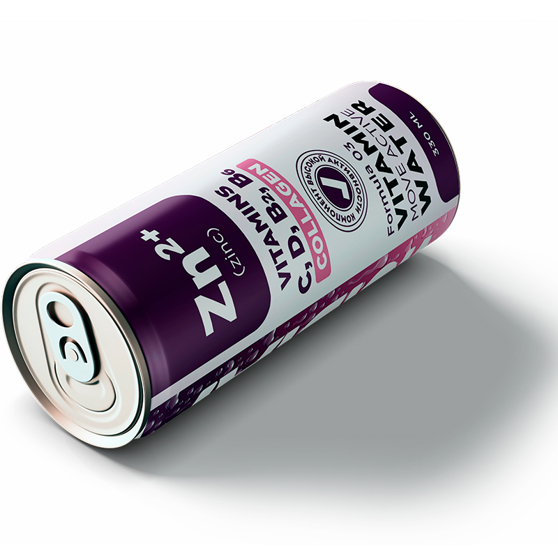 Напиток «VODA» Move Active Formula 03 vitamins C, D, B2, B6, Вода Активное Движение 0.33, с газом, банка