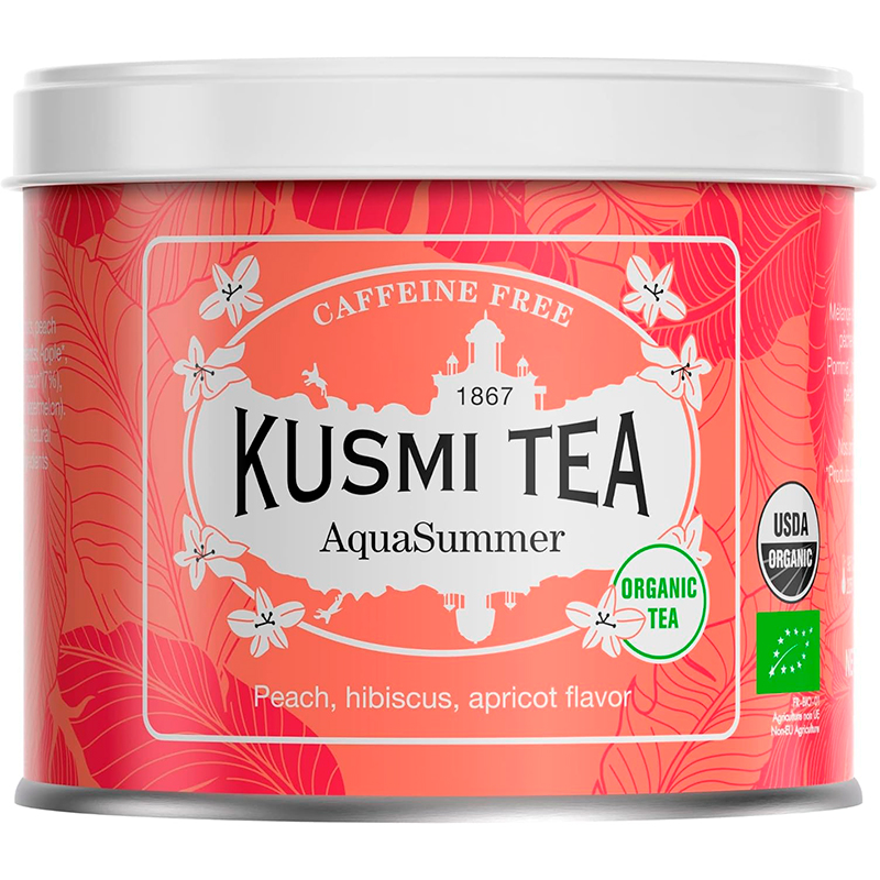 Чай органический Kusmi tea "AquaSummer", Кусми Аква Саммер Персик, Абрикос (BIO, Organic Tea), банка 100гр
