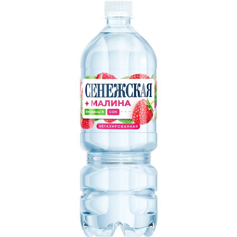 Минеральная вода «Сенежская» 1л, витамин B, сок Малина, без газа, пэт