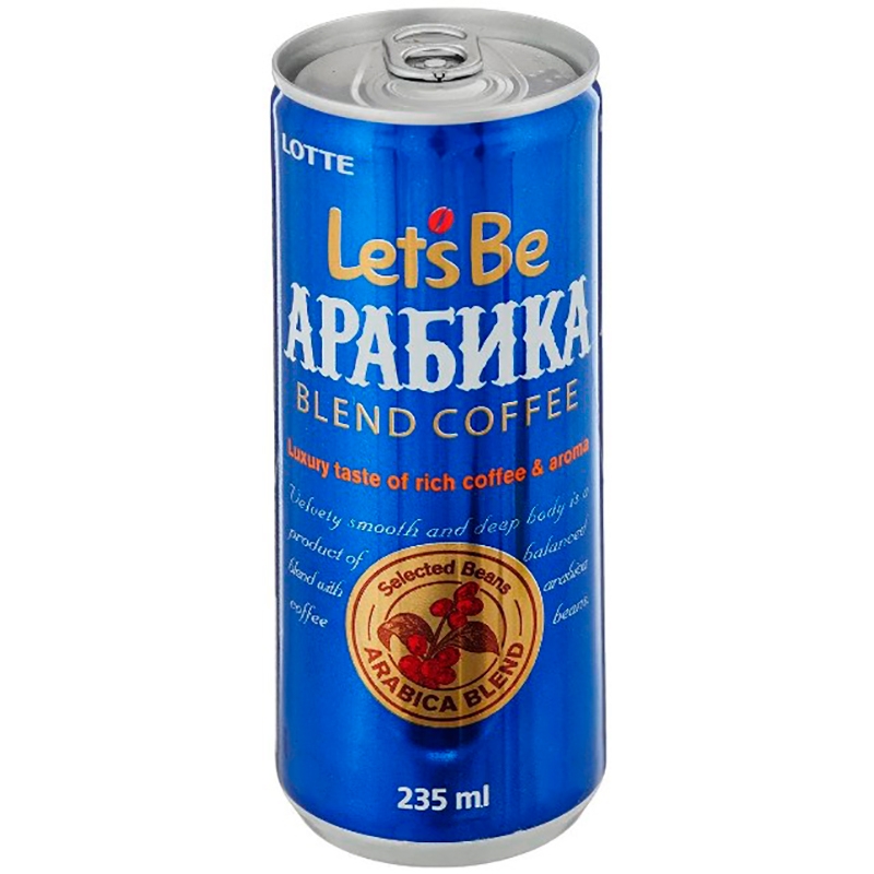 Кофейный Напиток «Lotte» Let's be Arabica Blend Cofee, Лотте Летс Би Арабика Бленд 235мл ж/б