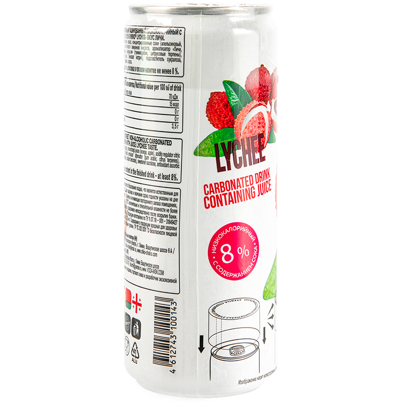 Напиток безалкогольный низкокалорийный с содержанием сока «Chiko-Choko» Lychee, Чико Чоко, Личи 0.33л, банка