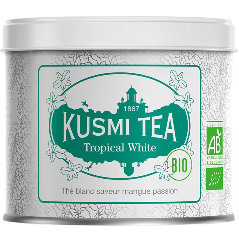 Чай белый Kusmi tea "Tropical White", Кусми Тропикал Вайт, Манго, Маракуйя (BIO, Organic Tea), банка 100гр