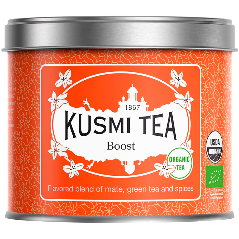 Чай зеленый Kusmi tea "Boost", Кусми Буст Мате, Корица, Кардамон (BIO, Organic Tea), банка 100гр