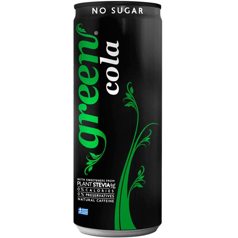 Напиток «Green Cola Hellas» Cola, Грин Кола Хелас, Кола, 0.33, без сахара, с газом, банка