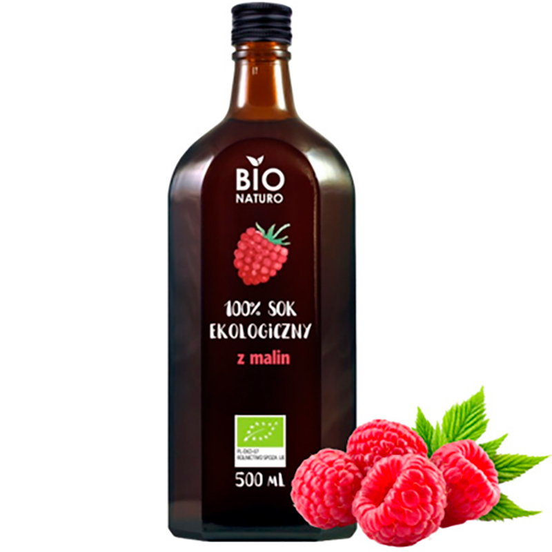 Сок «Bio Naturo» 100% Organic Raspberry, Био Натуро Органик Малина 0.5л, стекло