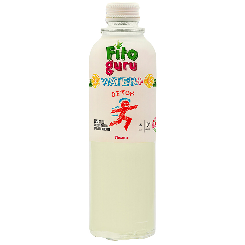 Функциональная вода «Fitoguru» Detox Lemon, Фитогуру Лимон без сахара 0.33л, стекло