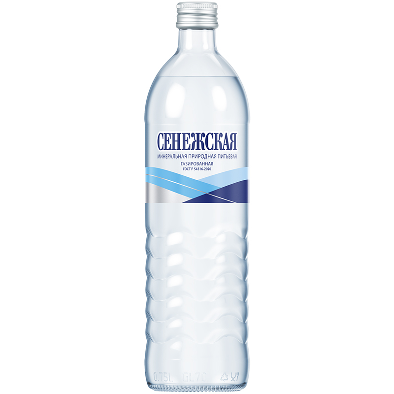 Минеральная вода «Сенежская» 0.75л, с газом, стекло