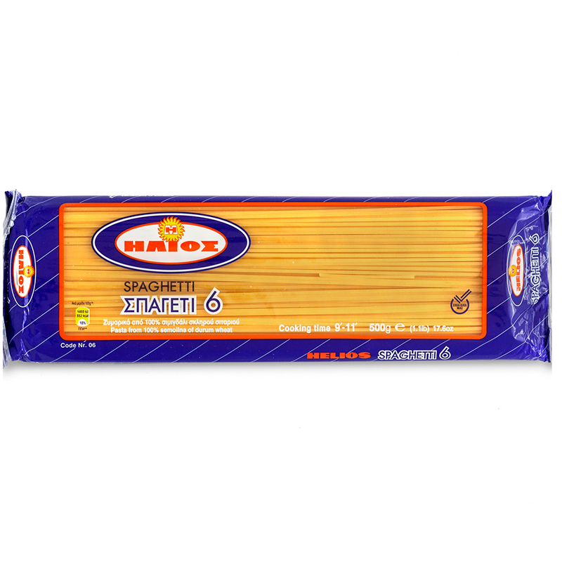Макаронные изделия «Helios» Spaghetti № 6, Гелиос Спагетти, 500гр, пакет