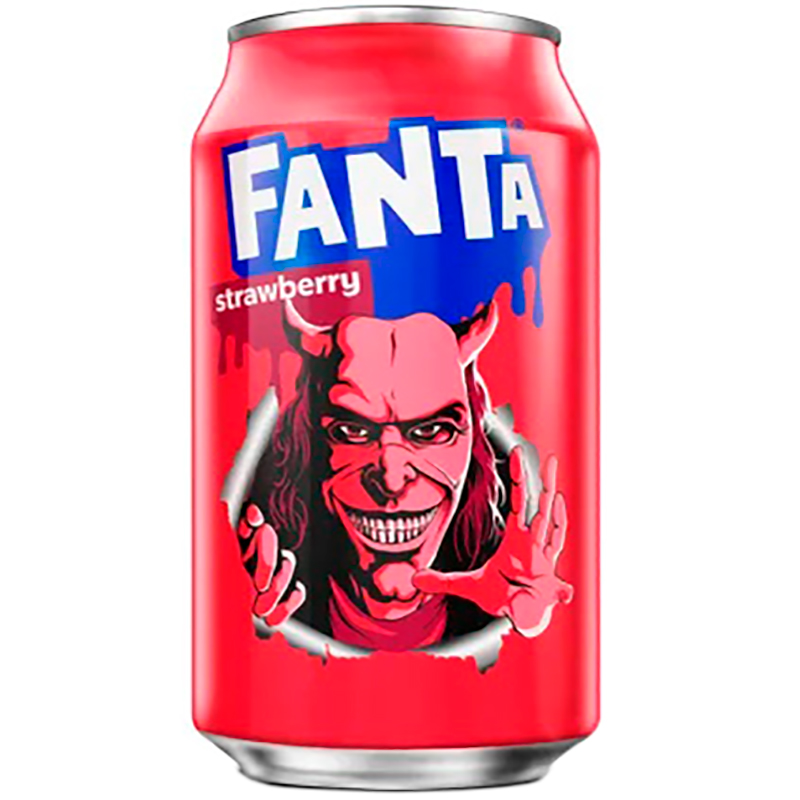 Газированный напиток «Fanta» Strawberry Limited Edition, Фанта Клубника Лимитед Эдишен (Серия: Black phone 2, Чёрный телефон 2) 0.355л, ж/б (США)