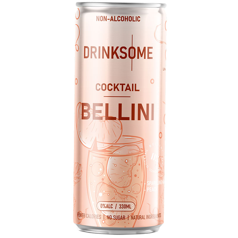 Напиток коктейль безалкогольный «Drinksome» Bellini 0%alc. Non - Alcoholic., Дринксом Беллини без сахара, 0.33л, банка