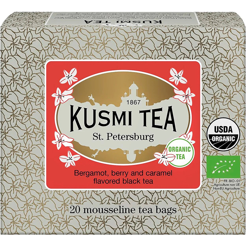 Чай черный Kusmi tea "St.Petersburg", Кусми Санкт Петербург Карамель, Ягоды Саше (2,2гр *20шт) (BIO, Organic Tea) 44гр