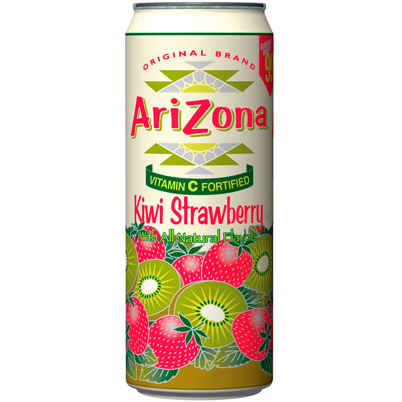 Холодный чай Arizona Green Tea Kiwi Strawberry, Киви и Клубника 0,65л, банка