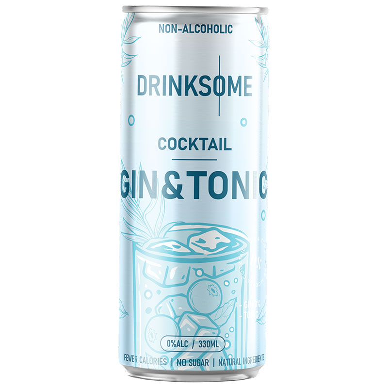 Напиток коктейль безалкогольный «Drinksome» Gin and Tonic 0%alc. Non - Alcoholic., Дринксом Джин анд Тоник без сахара, 0.33л, банка