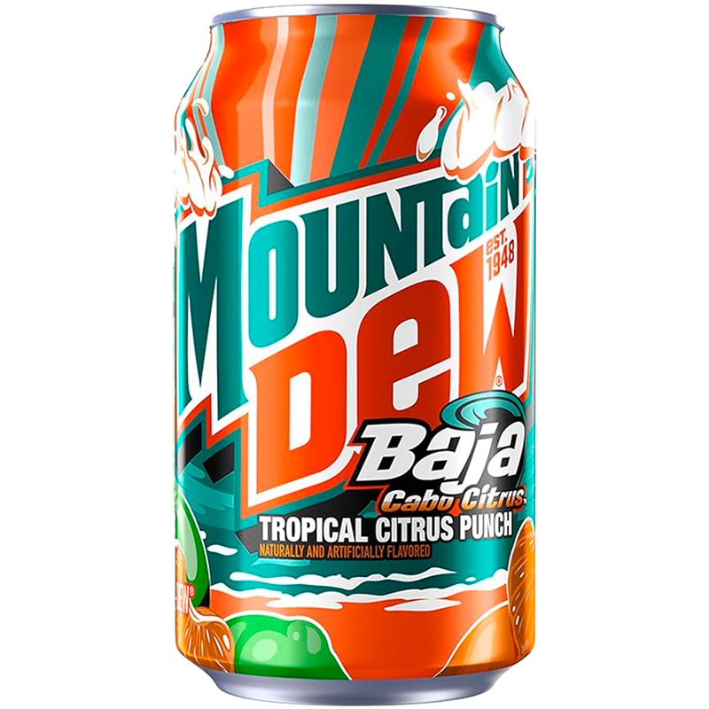 Газированный напиток «Mountain Dew» Baja Cabo Citrus Tropical Citrus Punch, Маунтин Дью Кабо Тропикал Цитрус Пунш 0.355л, банка (США)