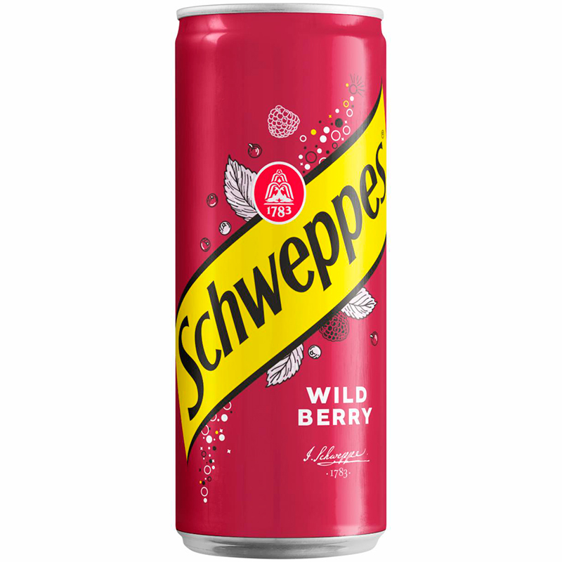 Газированный напиток «Schweppes» Wild Berry, Швепс Лесная Ягода 0.33л. банка