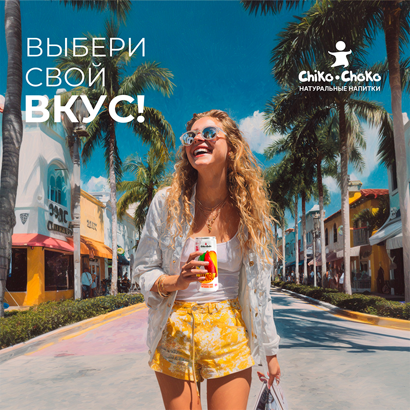 Напиток безалкогольный низкокалорийный с содержанием сока «Chiko-Choko» Mango, Чико Чоко 0.33л, Манго, банка