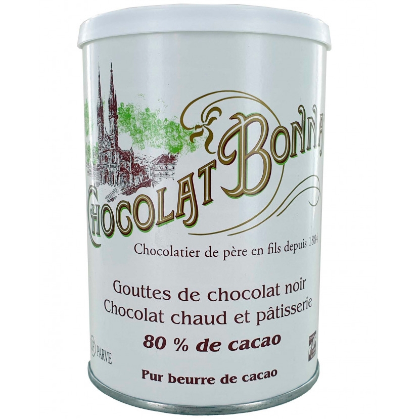 Гранулы черного шоколада «Bonnat» Boite Gouttes 80% De Cacao, 100гр