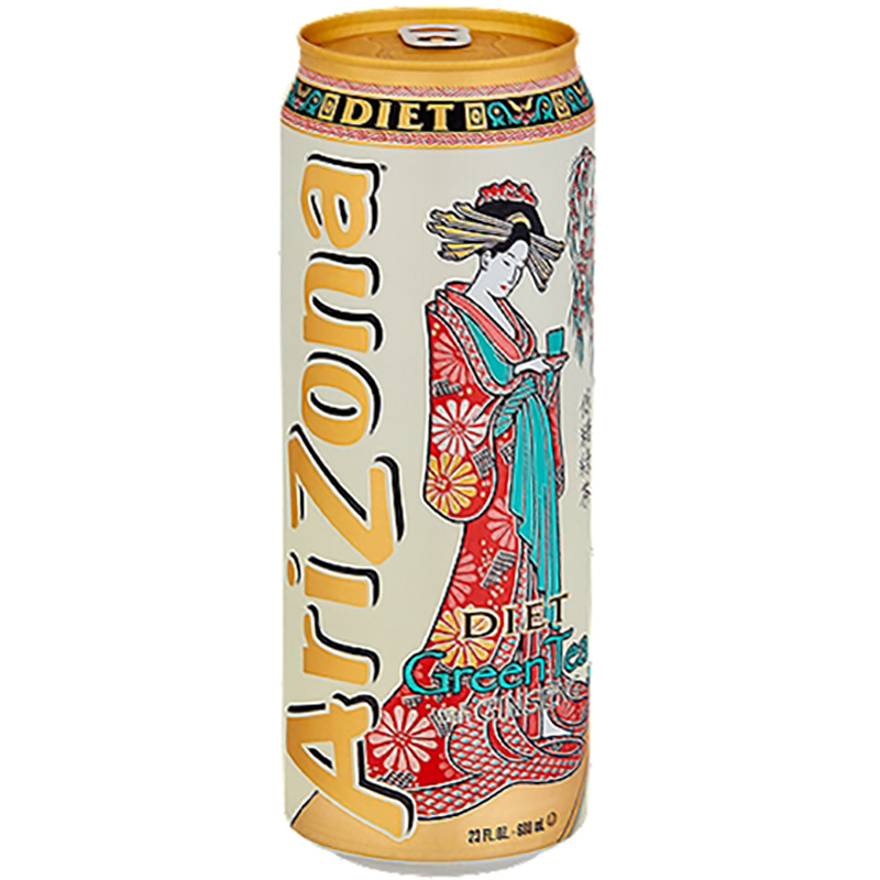 Холодный зеленый чай Arizona Green Tea with Ginseng Diet, Аризона Женьшень Диет 0.65л, банка