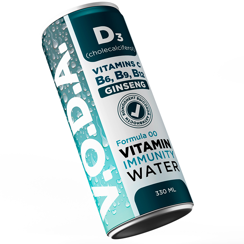 Напиток «VODA» Immunity Formula 00 vitamins B6, B9, B12, Вода Иммунитет 0.33, с газом, банка