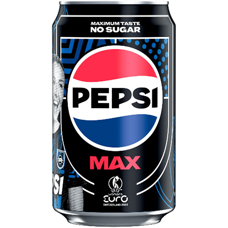 Газированный напиток «Pepsi» Pepsi Max No Sugar, Пепси  без сахара (Серия: UEFA Women's Euro 2025 Football Leah Williamson, Женский чемпионат Европы по футболу 2025, Лея Уильямсон ) 0.33л, банка (Англия)