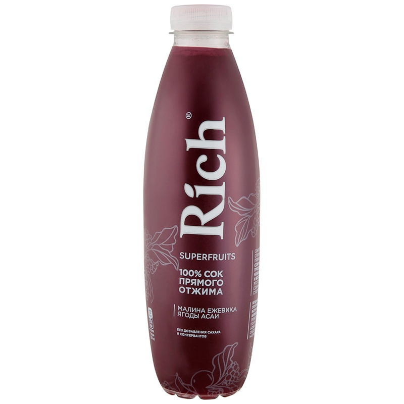 Сок «Rich» Superfruits Малина, Ежевика, Ягоды Асаи, 0.9, пэт.