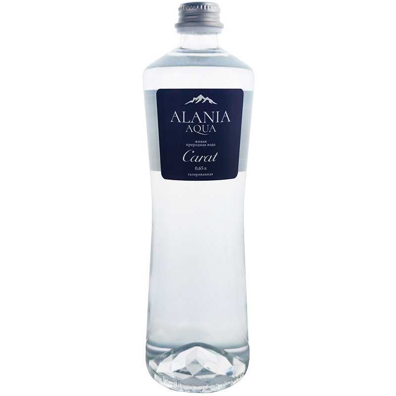 Минеральная природная вода «Alania Aqua» Carat, Алания Аква Карат 0.65л, с газом, стекло