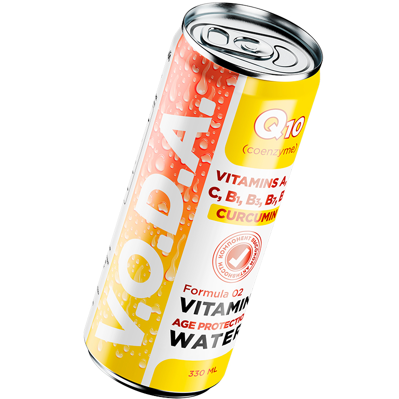 Напиток «VODA» Age Protection Formula 02 vitamins C, B1, B3, B7, B12 Вода Защита 0.33, с газом, банка