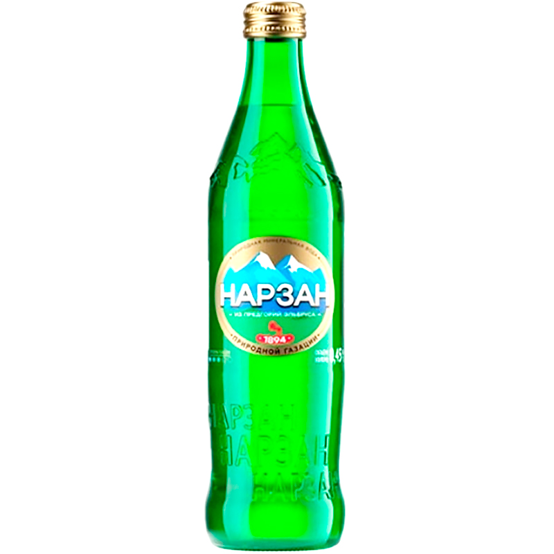 Минеральная вода природная газация «Нарзан» Золото газом, 0.45, стекло