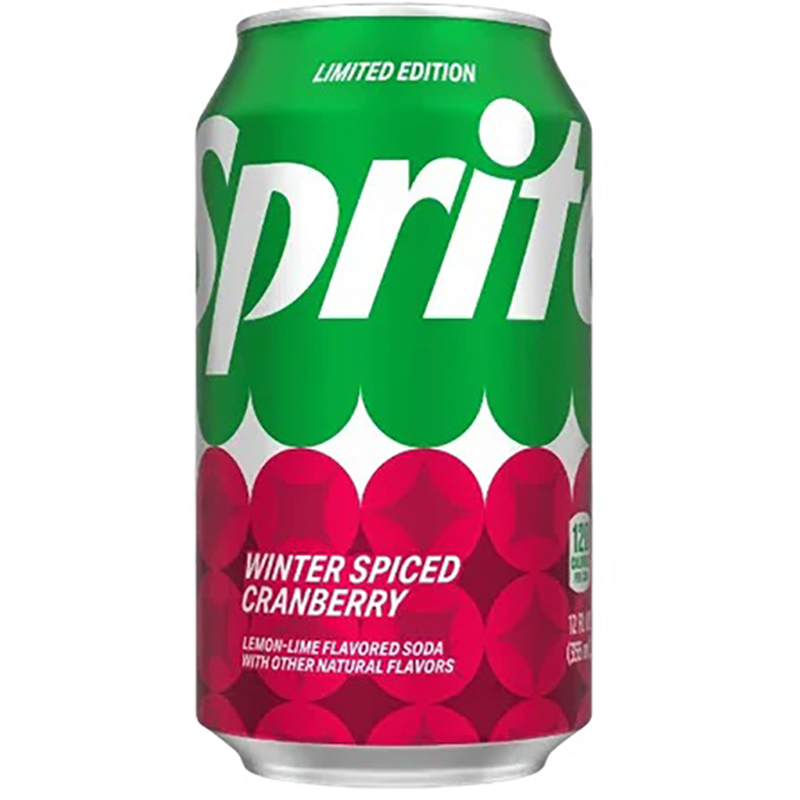 Газированный напиток «Sprite» Winter Spiced Cranberry, Спрайт Винтер Спайсед Кранберри Клюква 0.355л ж/б (США)