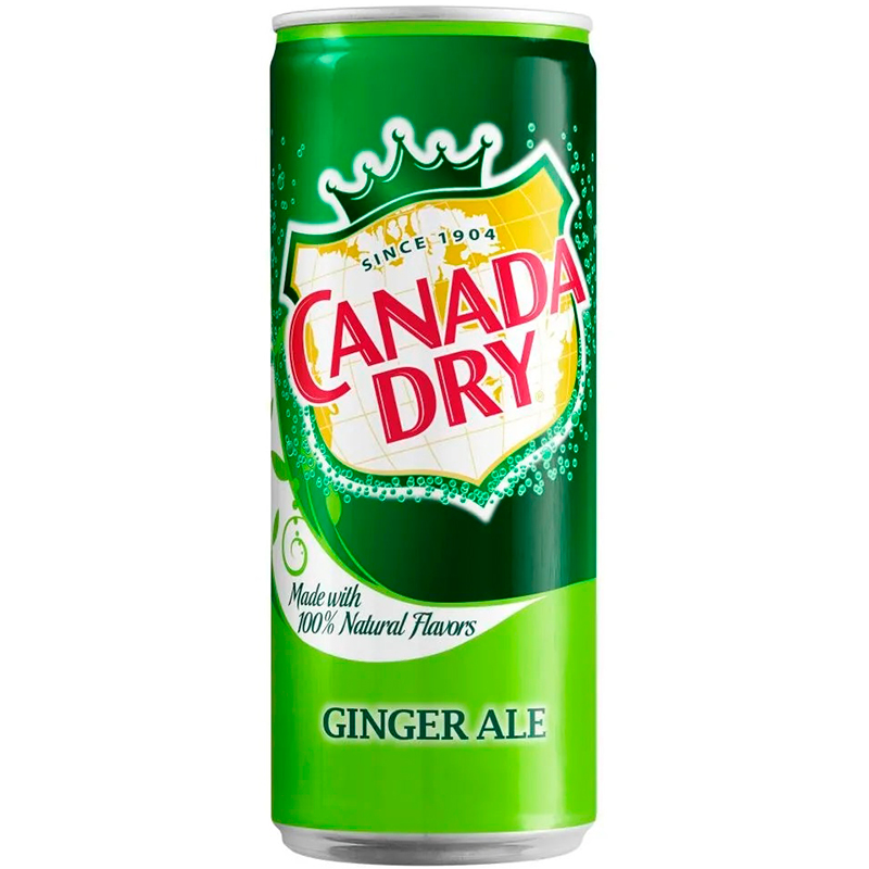 Газированный напиток «Canada Dry» Ginger Ale Slim, Канада Драй Джинджер Эль Слим 0.33л, банка (Польша)