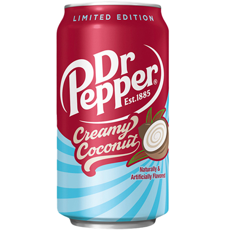 Газированный напиток Dr. Pepper Creamy Coconut, Доктор Пеппер Кокос, Сливки 0.355л, банка (США)