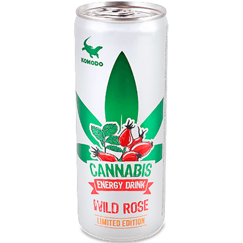 Энергетический напиток «Komodo» Cannabis Wild Rose, Комодо Каннабис Дикая Роза 0.25л, банка