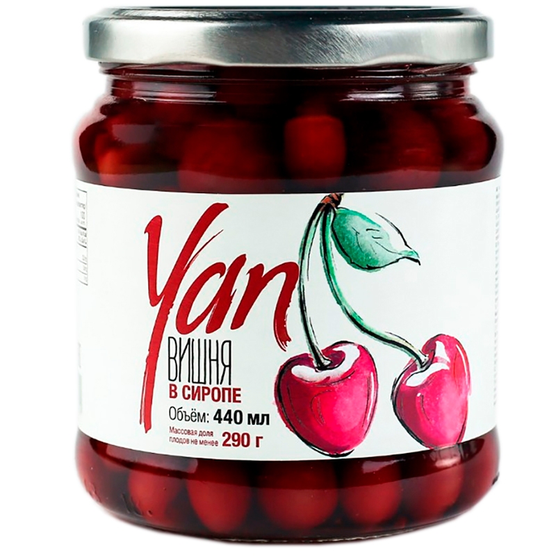 Компот «Yan» Фрукты в сиропе, Вишня с косточкой 0.47 литра