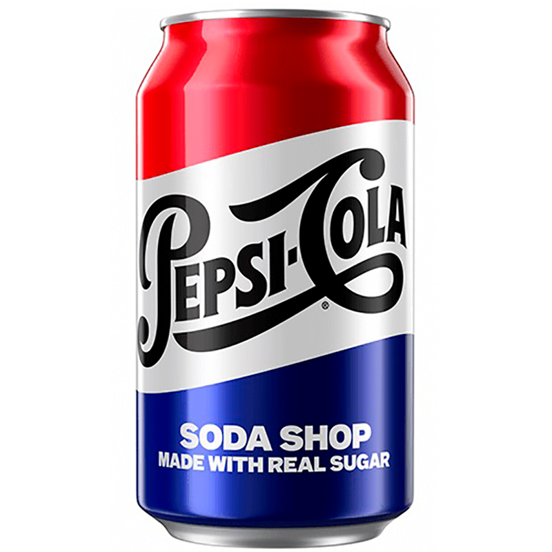Газированный напиток «Pepsi Cola» Soda Shop Made With Real Sugar, Пепси Кола Сода Шоп, настоящий сахар 0.355л, банка (США)
