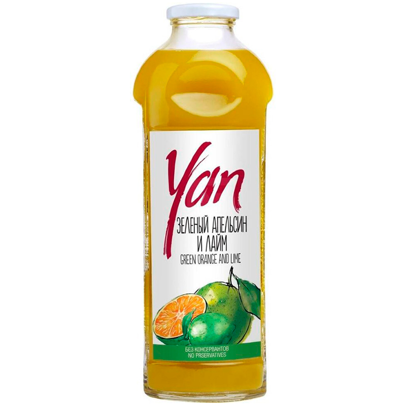 Нектар «Yan», Ян Зеленый апельсин, Лайм  0.93 литра, стекло
