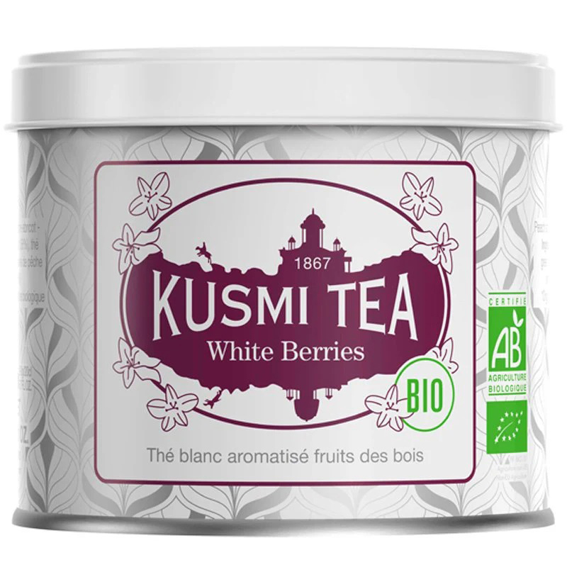 Чай белый Kusmi tea "White Berries", Кусми Вайт Берриес, Белые Ягоды  (BIO, Organic Tea), банка 100гр