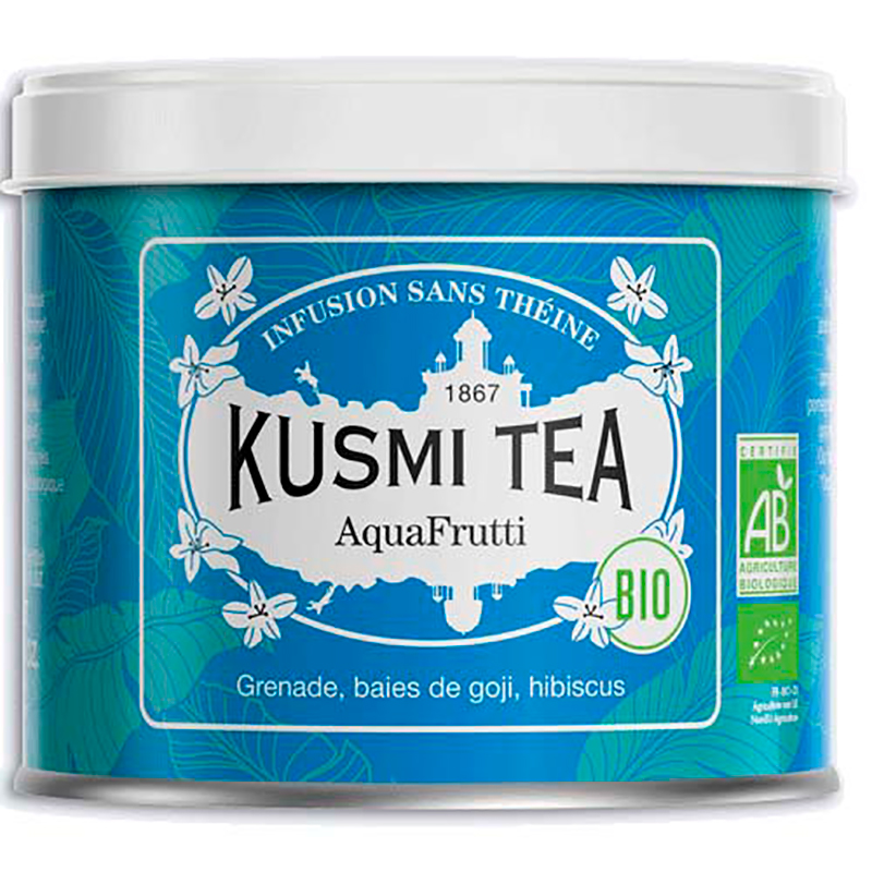 Чай органический Kusmi tea "AquaFrutti", Кусми АкваФрутти Гранат, Ягоды Годжи (BIO, Organic Tea), банка 100гр