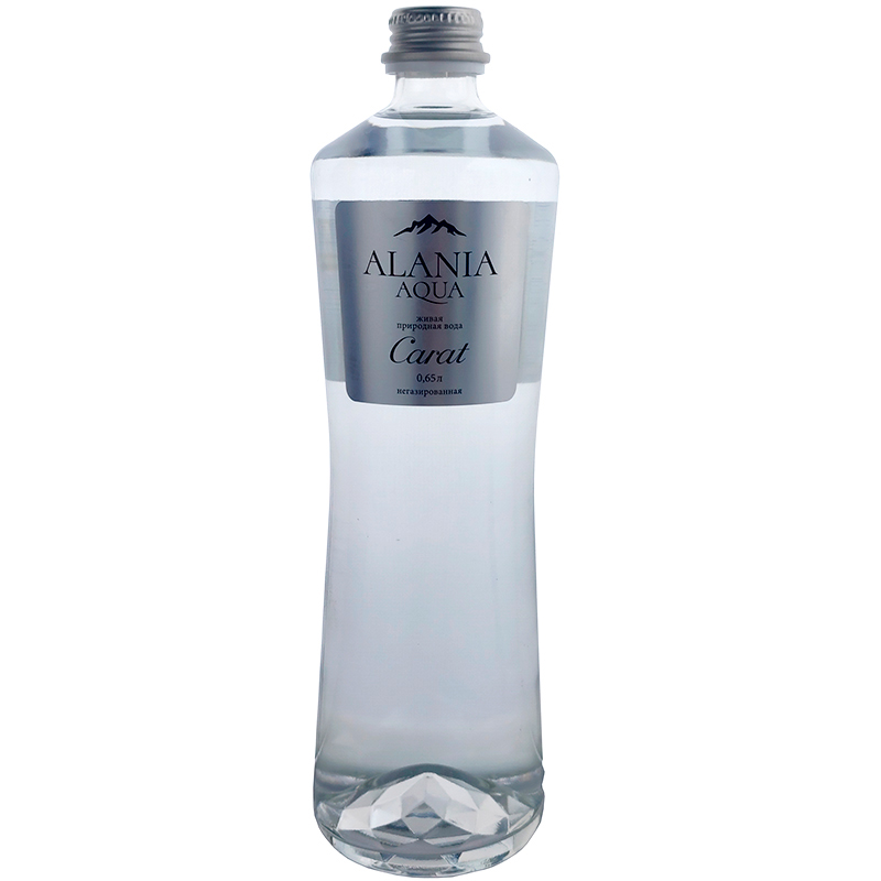Минеральная природная вода «Alania Aqua» Carat, Алания Аква Карат 0.65л, без газа, стекло