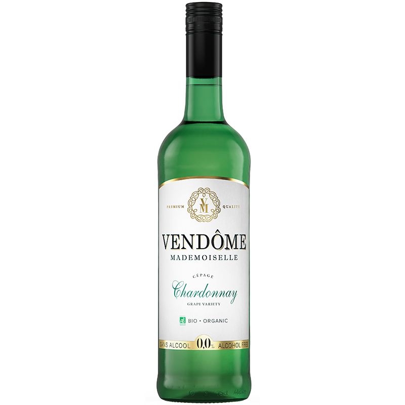 Безалкогольное вино белое «Vendome Mademoiselle» Chardonnay Bio, Вендом Мадемуазель, Шардоне Био, 0.75л, стекло