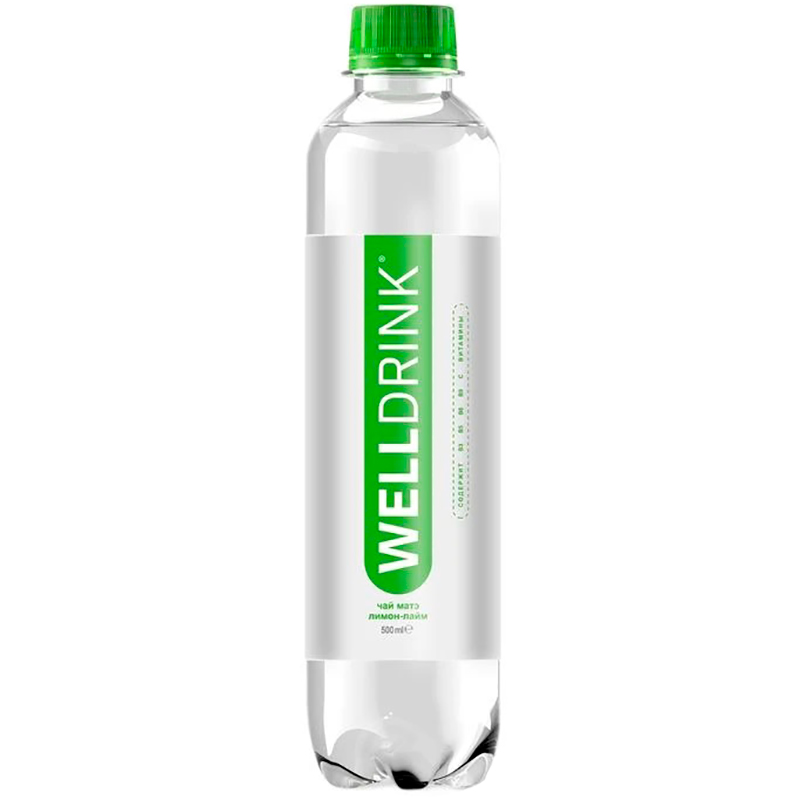 Минеральная вода «Welldrink», Велдринк вкус Чай Матэ, Лимон, Лайм 0.5л, без газа, пэт