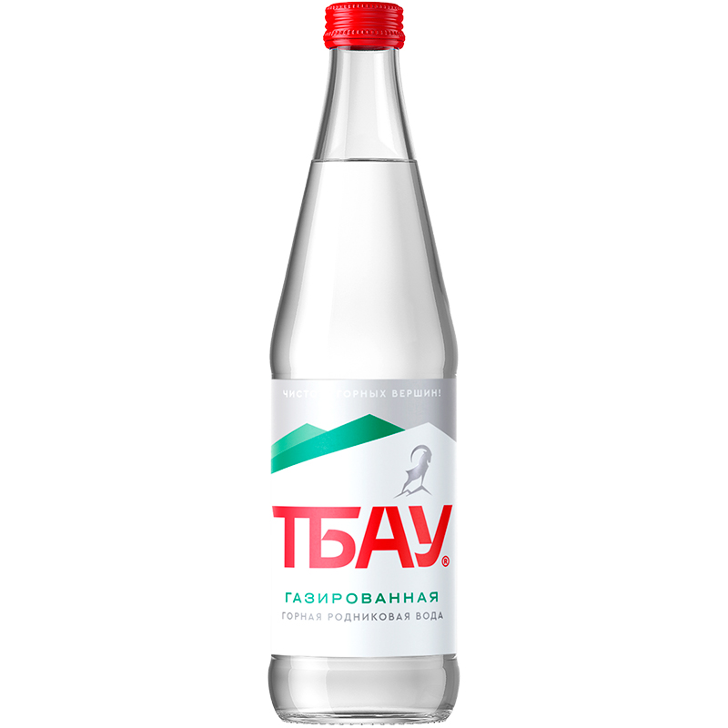 Минеральная горная родниковая вода «Тбау» 0.45л, с газом, стекло