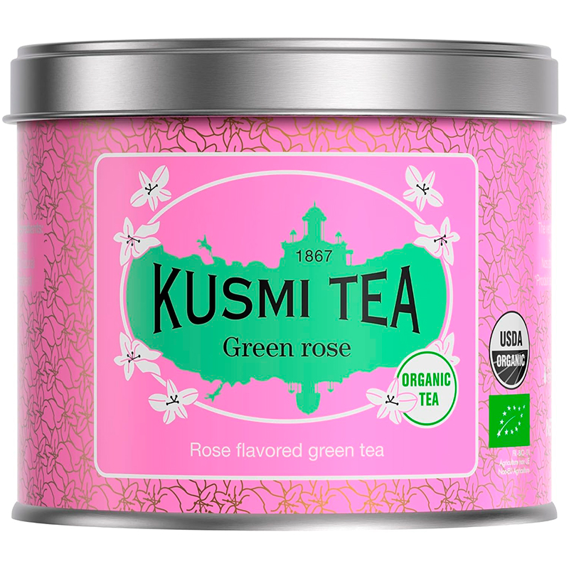 Чай зеленый Kusmi tea "Green Rose", Кусми Грин Роуз, Роза (BIO, Organic Tea), банка 100гр